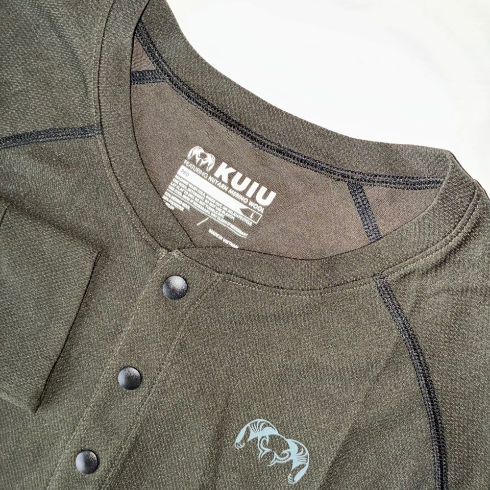 KUIU PRO Merino 200 Men's Green Henley Long Sleeve Merino Wool Shirt
